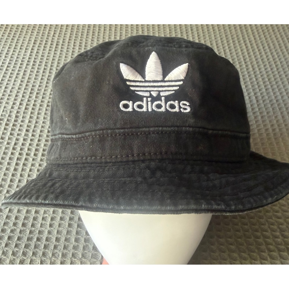 Adidas Originals Trefoil Bucket Hat Black Cotton Twill OSFA 976473-F A2L001
